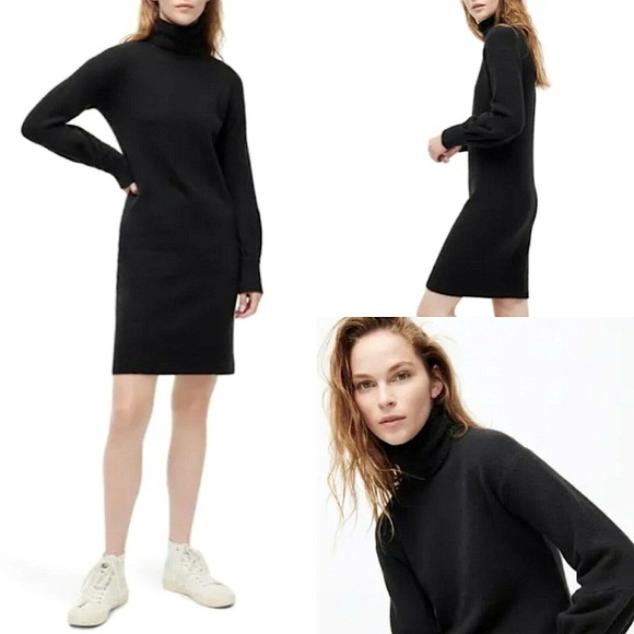 NEW J Crew Black Turtleneck Sweater Dress Supersoft Merino Alpaca NWT - Picture 2 of 16